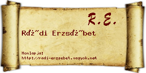 Rádi Erzsébet névjegykártya
